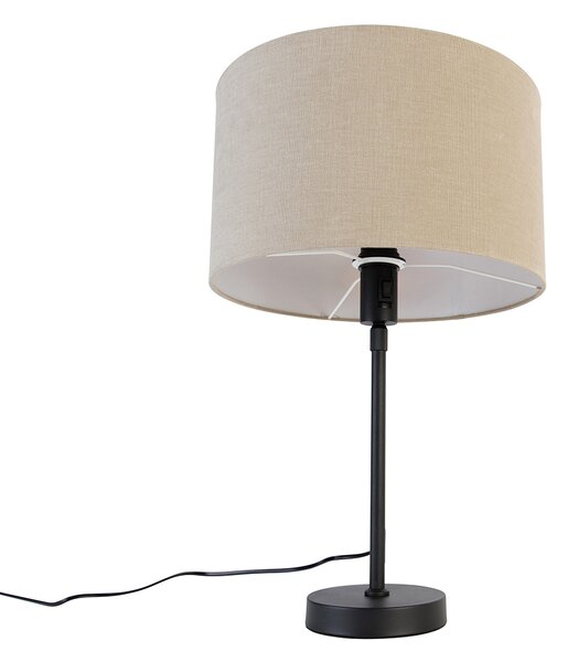 Lampa stołowa czarna regulowana z kloszem w kolorze jasnobrązowym 35 cm - Parte