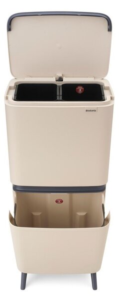 Beżowy plastikowy kosz na śmieci 25+10+10 l do segregacji odpadów SortUp Recycle Hi – Brabantia