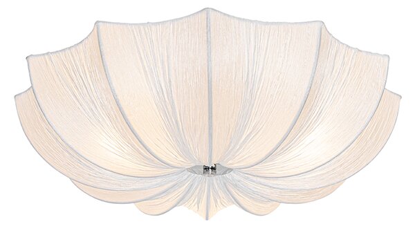 Designerska lampa sufitowa biały jedwab 52 cm 3-punktowa - Plu Oswietlenie wewnetrzne