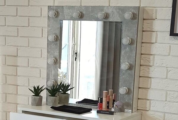 Toaletka "LENA" z lustrem "MILA" biała mat-beton, 75cm, białe U