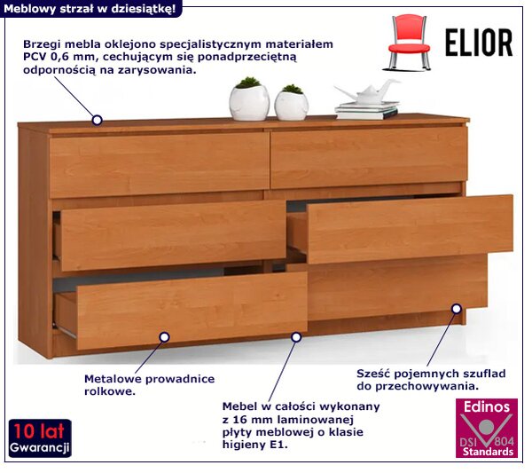 Komoda z szufladami do biura olcha Z8-Z92