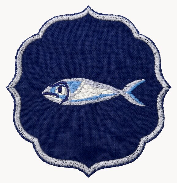 Komplet serwetek z haftem Fish, 2 elem