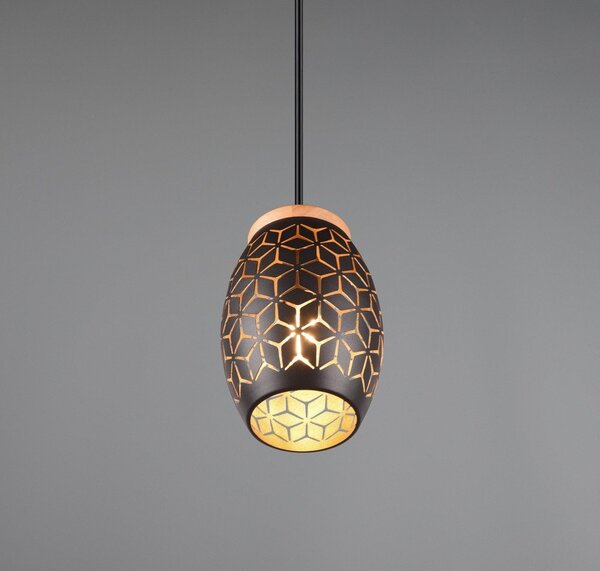 Czarna lampa wisząca ø 15 cm Bidar – Reality