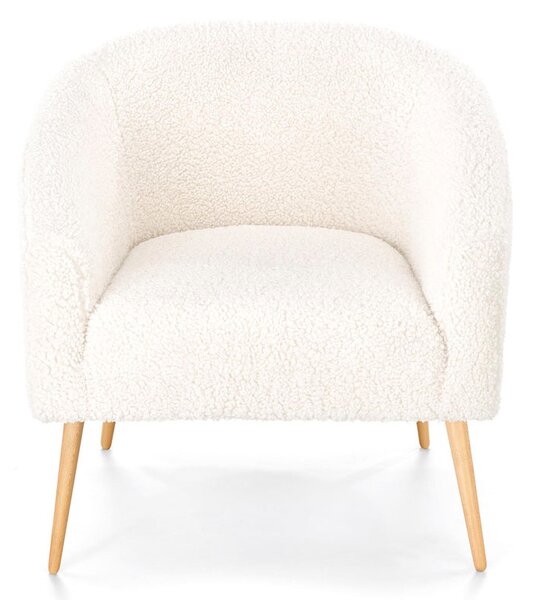 Nowoczesny boucle fotel wypoczynkowy kremowy+naturalny C2-F70