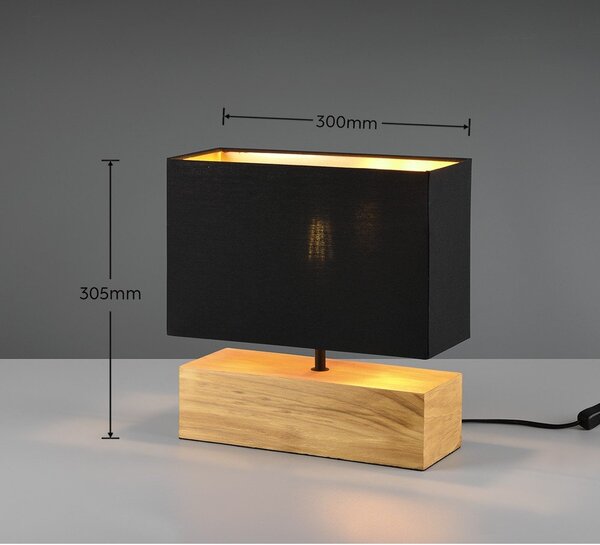Czarno-naturalna lampa stołowa z tekstylnym kloszem (wysokość 30 cm) Woody – Reality