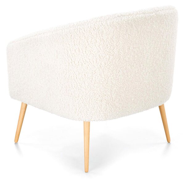 Nowoczesny boucle fotel wypoczynkowy kremowy+naturalny C2-F70