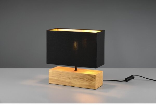 Czarno-naturalna lampa stołowa z tekstylnym kloszem (wysokość 30 cm) Woody – Reality