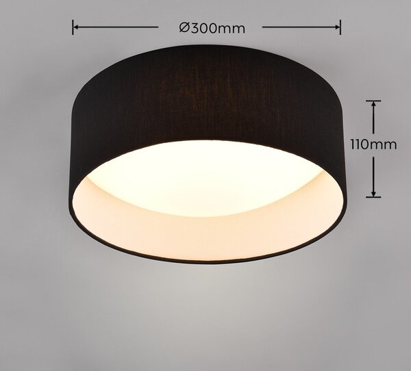 Czarna lampa sufitowa LED ø 30 cm Locarno – Reality