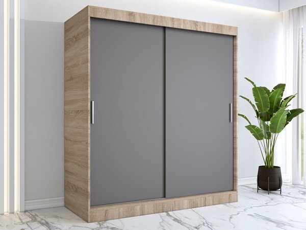 Szafa przesuwna 180 cm dąb sonoma + antracyt M3-K35