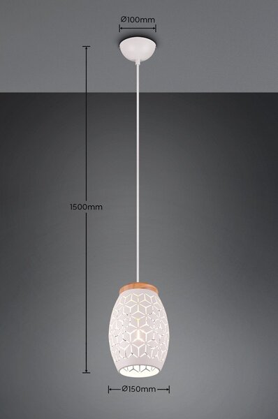 Biała lampa wisząca ø 15 cm Bidar – Reality
