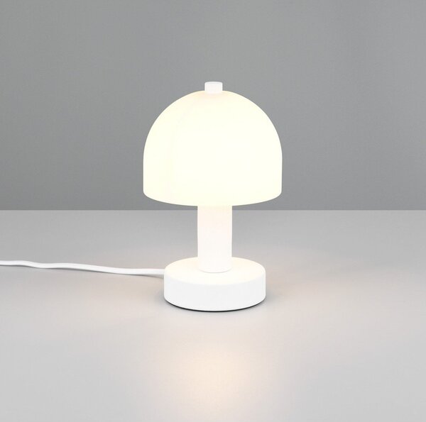 Biała lampa stołowa ze szklanym kloszem (wysokość 19 cm) Glenn – Reality
