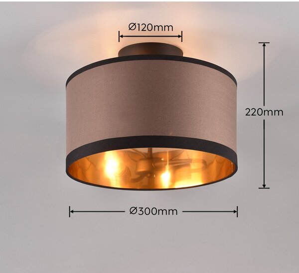 Czarno-brązowa lampa sufitowa ø 30 cm Davos – Reality