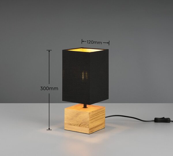 Czarno-naturalna lampa stołowa z tekstylnym kloszem (wysokość 30 cm) Woody – Reality