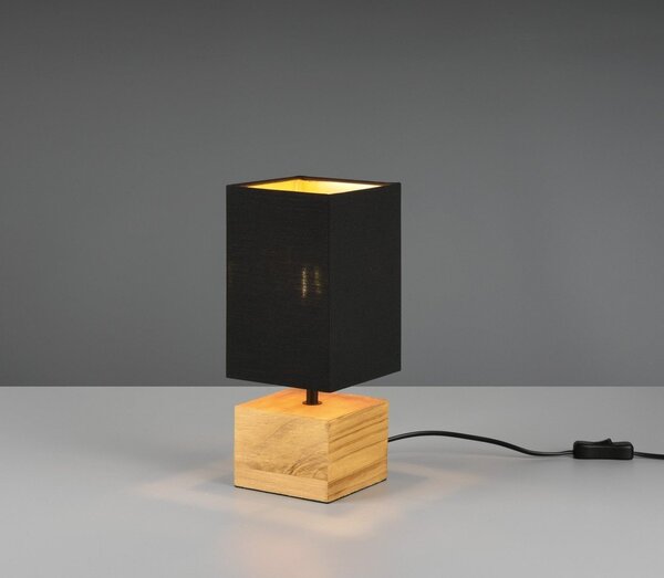 Czarno-naturalna lampa stołowa z tekstylnym kloszem (wysokość 30 cm) Woody – Reality