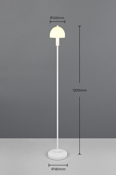 Biała lampa stojąca ze szklanym kloszem (wysokość 120 cm) Glenn – Reality