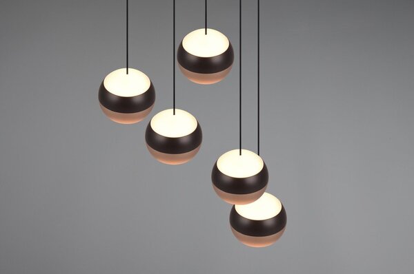 Lampa wisząca LED w czarno-miedzianym kolorze z metalowym kloszem ø 30 cm Orbit – Trio Select