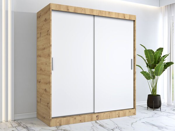 Szafa przesuwna 180 cm dąb artisan + biały G3-Z55