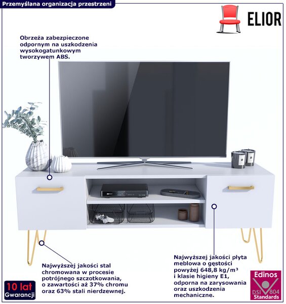 Biała nowoczesna szafka RTV glamour H9-N41