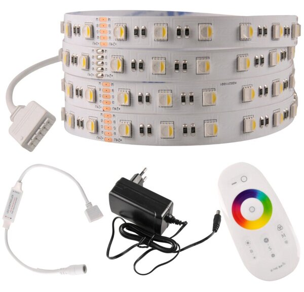 Zestaw taśma LED 24V 5m RGB+4000K IP20 pilot, zasilacz, sterownik 319289 Polux