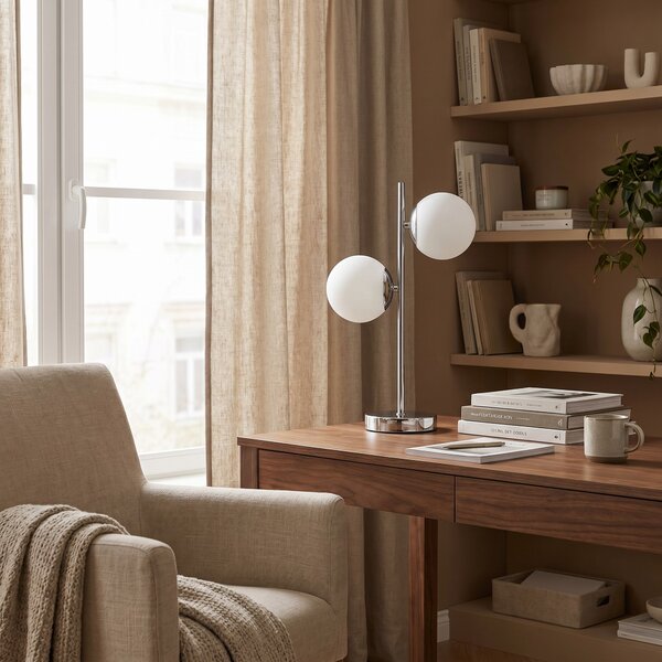 NOWOCZESNA LAMPA BIURKOWA CHROMOWANA TESO W2