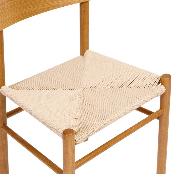 LIAM Sznurek Kraft/stelaż Dąb Naturalny - KRZESŁO DREWNIANE PLECIONE DO SALONU JADALNI KUCHNI MODERN CLASSIC BOHO
