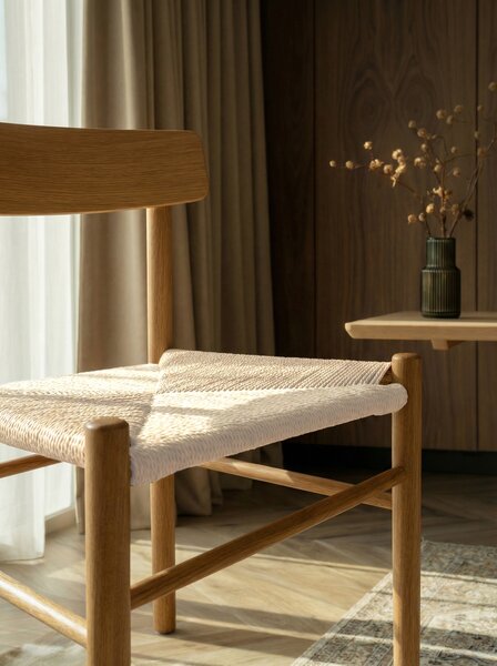 LIAM Sznurek Kraft/stelaż Dąb Naturalny - KRZESŁO DREWNIANE PLECIONE DO SALONU JADALNI KUCHNI MODERN CLASSIC BOHO