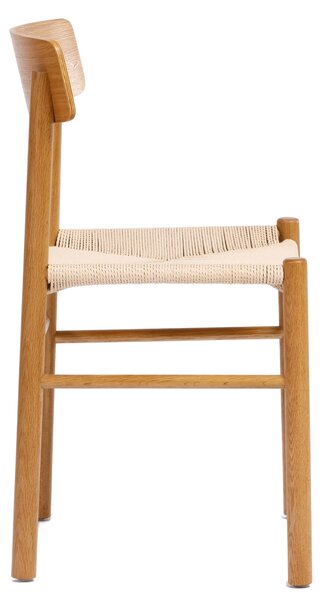 LIAM Sznurek Kraft/stelaż Dąb Naturalny - KRZESŁO DREWNIANE PLECIONE DO SALONU JADALNI KUCHNI MODERN CLASSIC BOHO