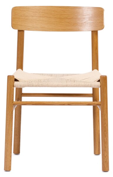 LIAM Sznurek Kraft/stelaż Dąb Naturalny - KRZESŁO DREWNIANE PLECIONE DO SALONU JADALNI KUCHNI MODERN CLASSIC BOHO