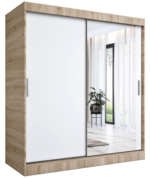 Szafa przesuwna dąb sonoma + biały 180 cm K5-W08