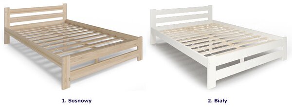 Białe Sosnowe Łóżko Małżeńskie Ze Stelażem 140X200 M8-B00