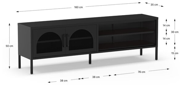 Czarna szafka pod TV 160x50 cm Diora – Marckeric