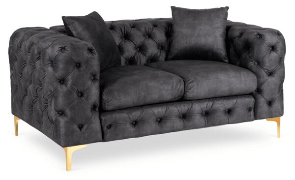 Sofa SORRENTO 2S Dwuosobowa Czarna Welurowa Nowoczesna Glamour