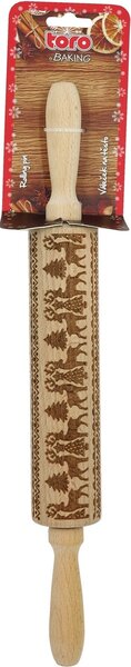 Toro Drewniany wałek z dekorem Renifer, 38 cm