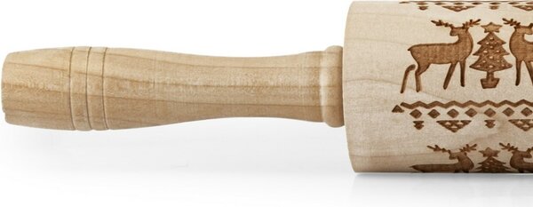 Toro Drewniany wałek z dekorem Renifer, 38 cm