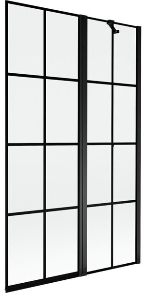 Mexen Mist parawan nawannowy 2-skrzydłowy prawy 110 x 150 cm, czarna kratka, czarny - 8A9-110-011-70-77-P