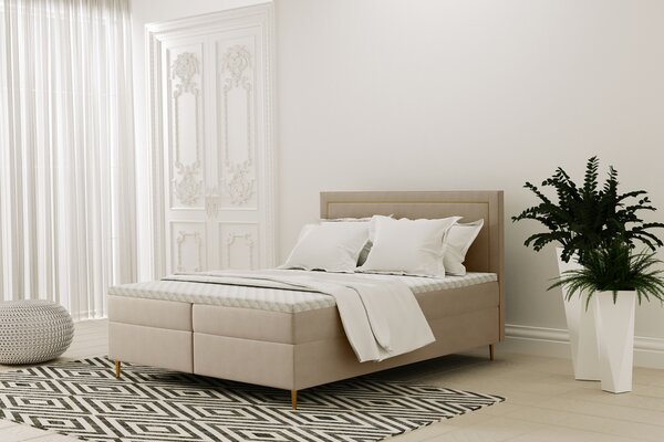Łóżko w stylu skandynawskim dla dwóch osób Złoto 140/160/180x200