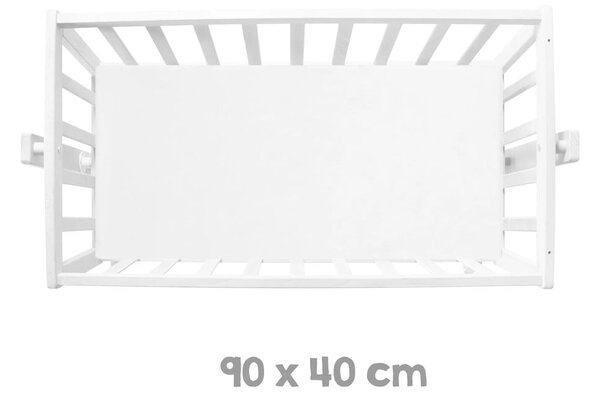 Biała kołyska na kółkach z baldachimem 40x90 cm Little stars – Roba