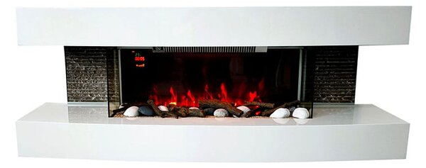 Kominek elektryczny Paula średni biały ElectricSun, z dźwiękiem, 10 kolory, z aplikacją, L120xH46x31cm