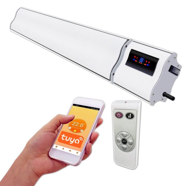 Grzejnik elektryczny ElectricSun 1200W/600W biały grzejniki na podczerwień z termostatem, z WiFi aplikacja Smart Life, 94x15cm, instalacja na suficie