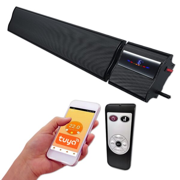 Grzejnik elektryczny ElectricSun 2800W /1400W czarny ogrzewanie na podczerwień z termostatem, z WiFi aplikacja Smart Life, 180x15cm, instalacja na suf
