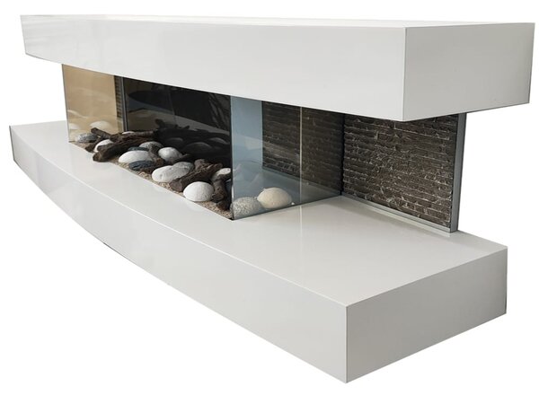 Kominek elektryczny Paula średni biały ElectricSun, z dźwiękiem, 10 kolory, z aplikacją, L120xH46x31cm