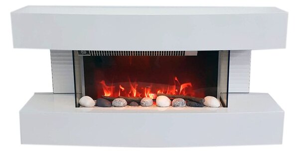 Kominek elektryczny Paula mały biały ElectricSun, z dźwiękiem, 10 kolory, z aplikacją, L81xH41x22cm
