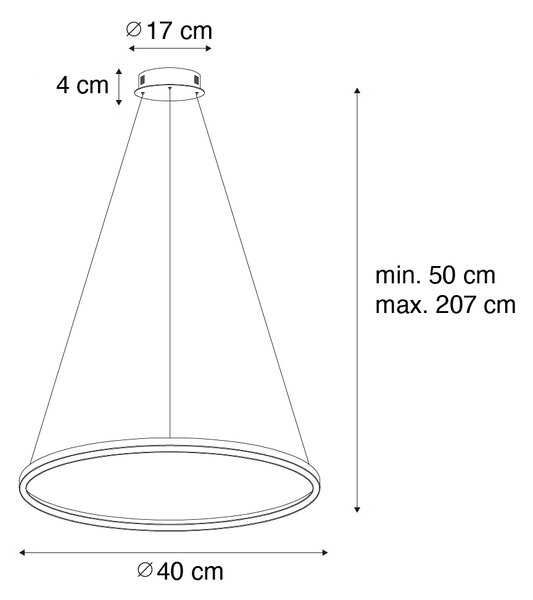 Lampa wisząca czarna 40cm w komplecie z LED 3-stopniowy ściemniacz - Girello