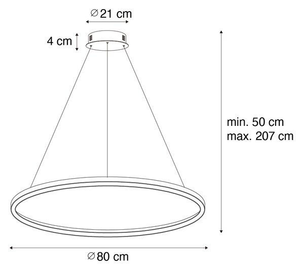 Złota lampa wisząca 80cm z wbudowanym LEDem 3-stopniowym ściemniaczem - Girello