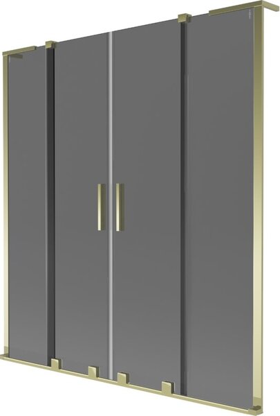 Mexen Velar L Duo parawan nawannowy 2-skrzydłowy rozsuwany 150 x 150 cm, grafit, złoty - 896-150-003-42-50