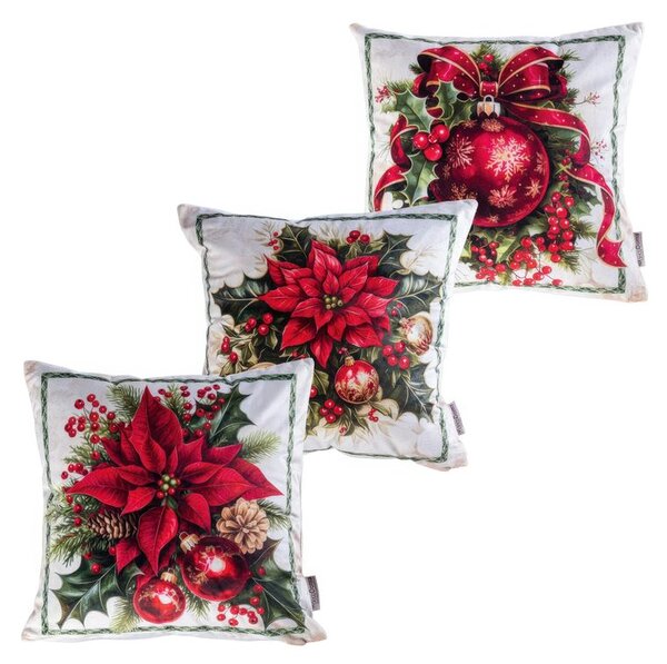 Zestaw 3 poszewek na poduszki CHRISTMAS STAR 45 x 45 cm
