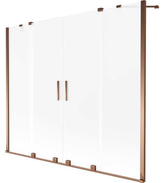 Mexen Velar Duo parawan nawannowy 2-skrzydłowy rozsuwany 190 x 150 cm, szron, różowe złoto - 896-190-000-32-60