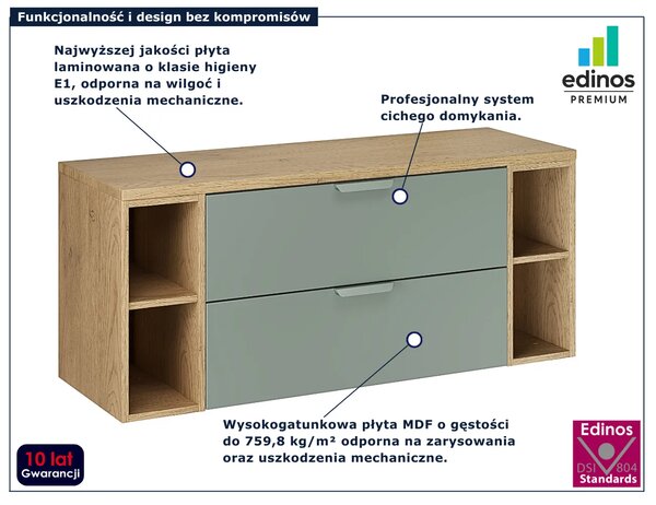 Zielona wisząca szafka pod umywalkę z szufladami M3-Z11