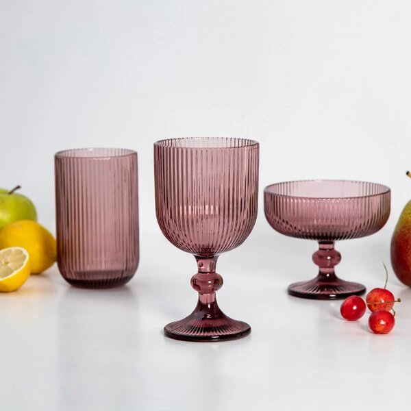 Altom Szklanki na nóżce Selena Purple, 370 ml, zestaw 6 szt