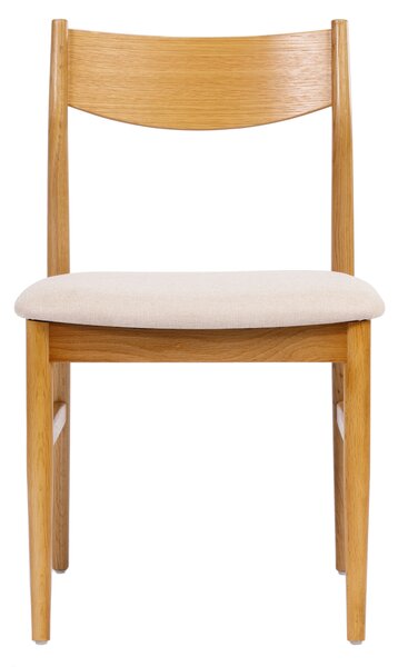 CAMELIA Jasny Beż/stelaż Dąb Naturalny - KRZESŁO DREWNIANE TAPICEROWANE DO SALONU JADALNI KUCHNI MODERN CLASSIC